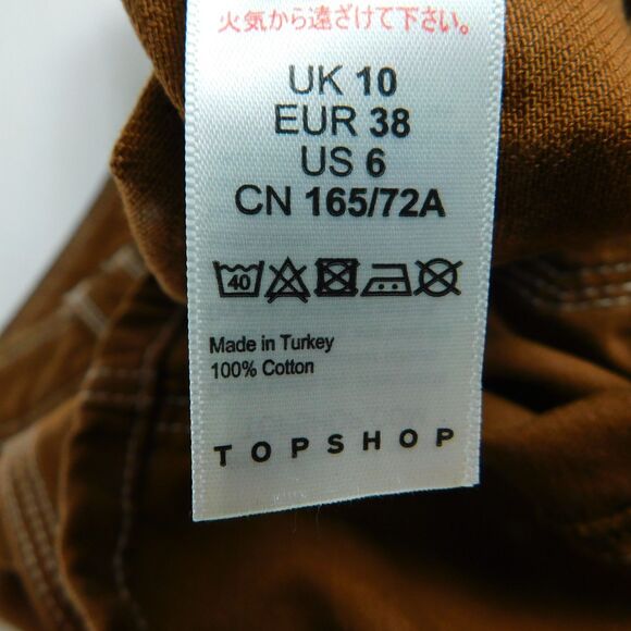 Topshop High Waist Utility Denim Mini Skirt Toffee Women's Size 6 Pockets EUC! - Picture 6 of 11